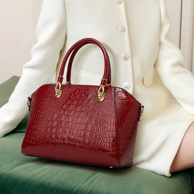Fashionable Crocodile Pattern Tote Bag Women's PU Leather All-Season