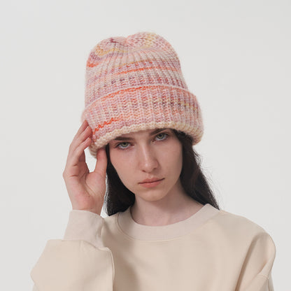 Wool Blend Knitted Beanie for Women, Casual, Warm, Ear Protection