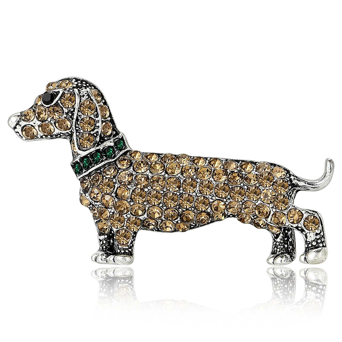 Alloy Dog Brooch with Rhinestones Stylish Animal Pin for Women