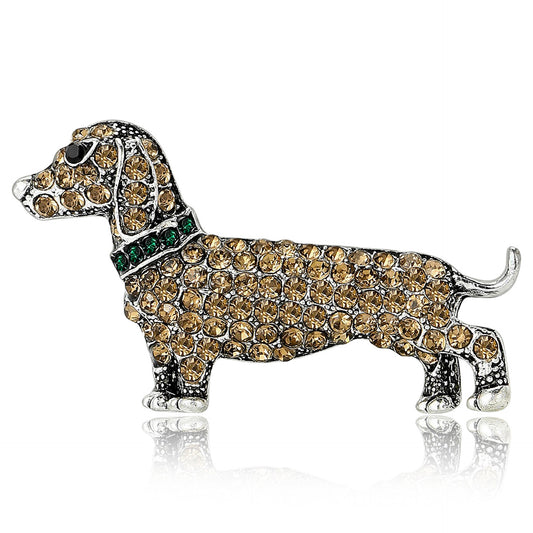 Alloy Dog Brooch with Rhinestones Stylish Animal Pin for Women