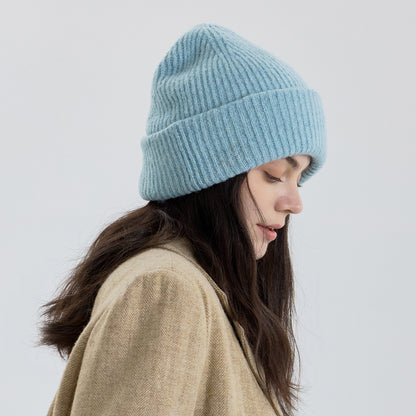 Women's Double-Layer Knitted Hat with Wool - Warm, Stylish, and Versatile