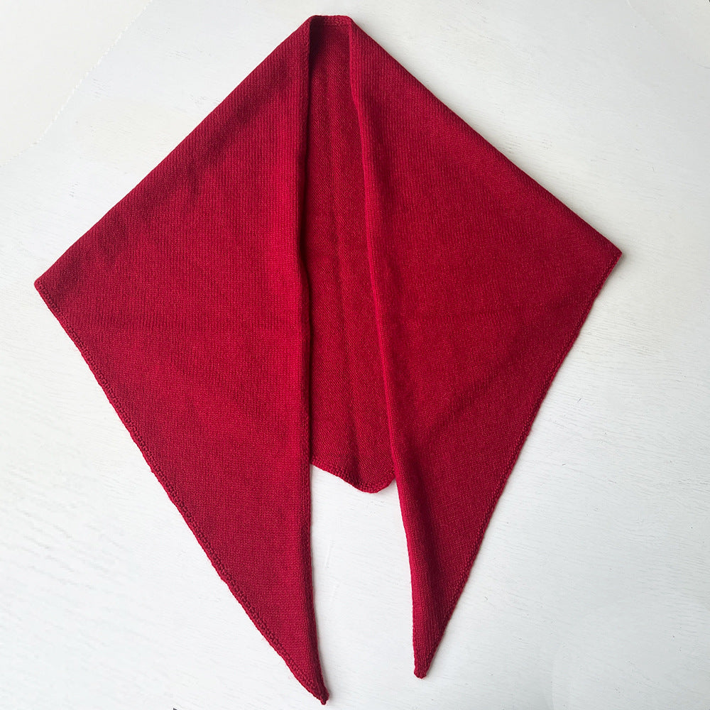 5% Cashmere Wool Knit Triangle Scarf Elegant Warm Shawl
