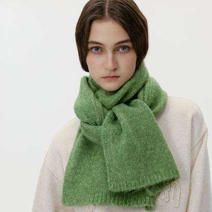 Fashionable Wool Blend Solid Color Knitted Scarf for Men and Women