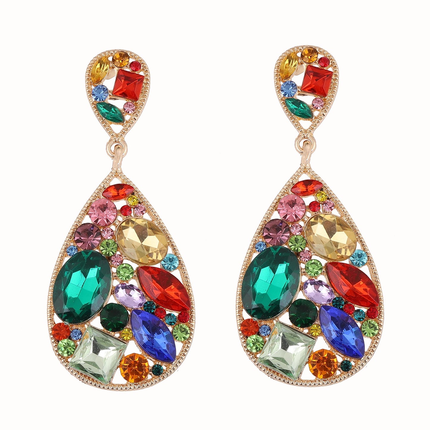 Earrings Colorful Rhinestone Geometric Statement Fashion