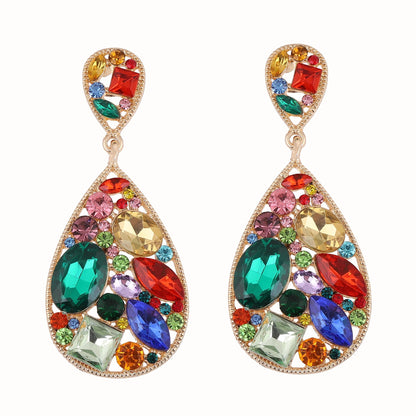 Earrings Colorful Rhinestone Geometric Statement Fashion