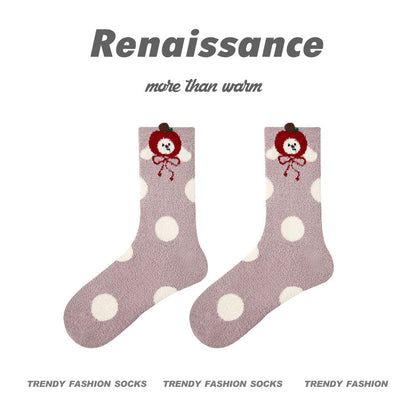Cozy Cat Mid Calf Plush Polyester Socks