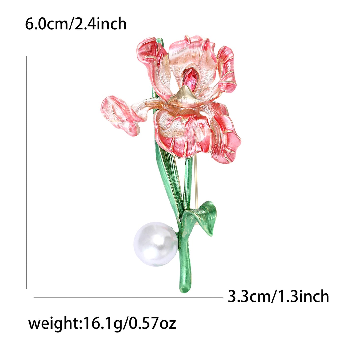 Vintage Enamel Iris Flower Brooch Fashion Jewelry Pin