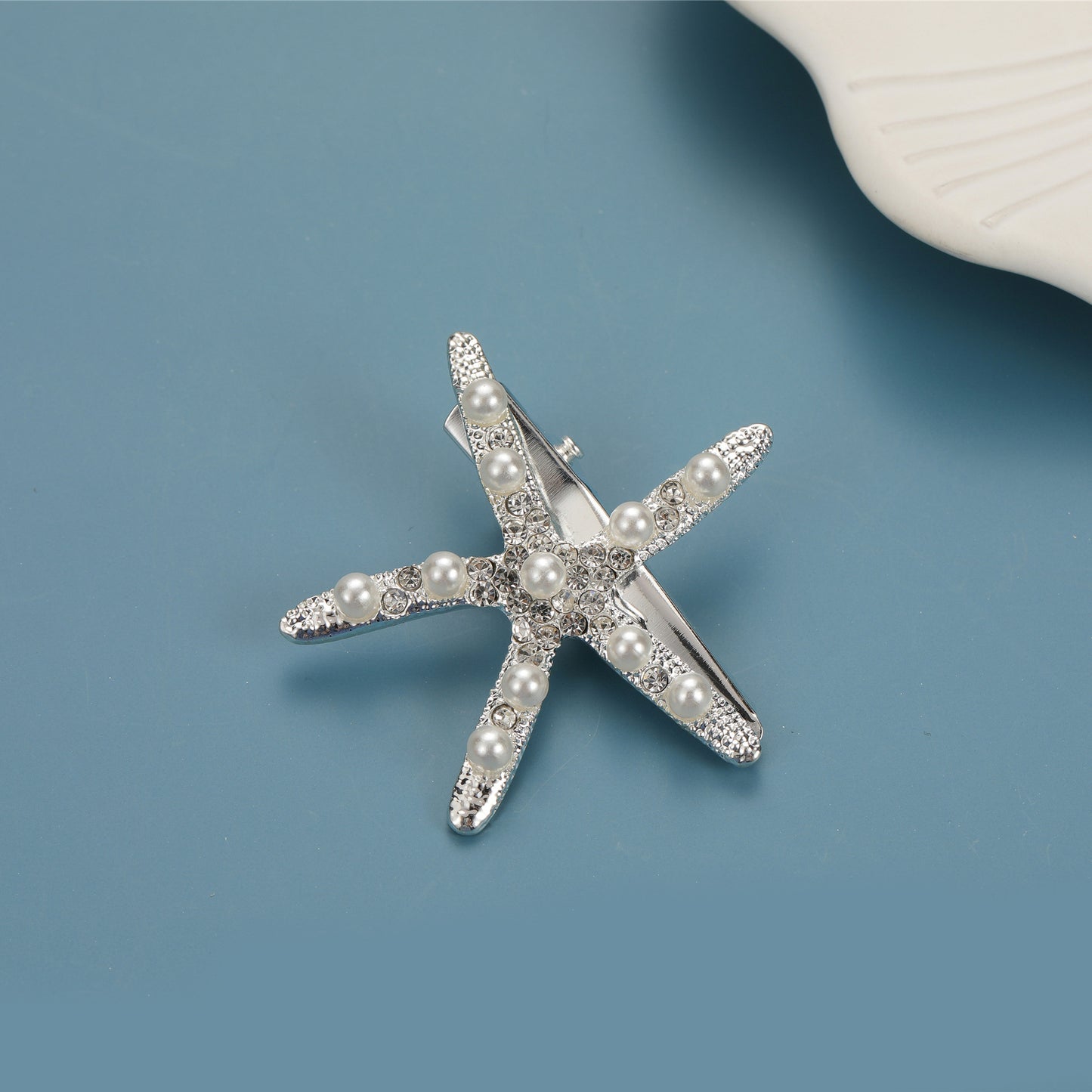 Starfish Rhinestone Hair Clip Trendy Gold Silver Bridal Accessory
