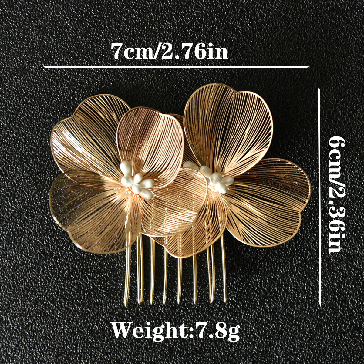 Gold Floral Hair Comb Bridal Vintage Style