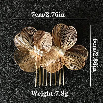 Gold Floral Hair Comb Bridal Vintage Style
