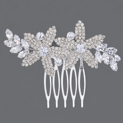 Vintage Floral Zircon Hair Comb Elegant Bridal Headpiece