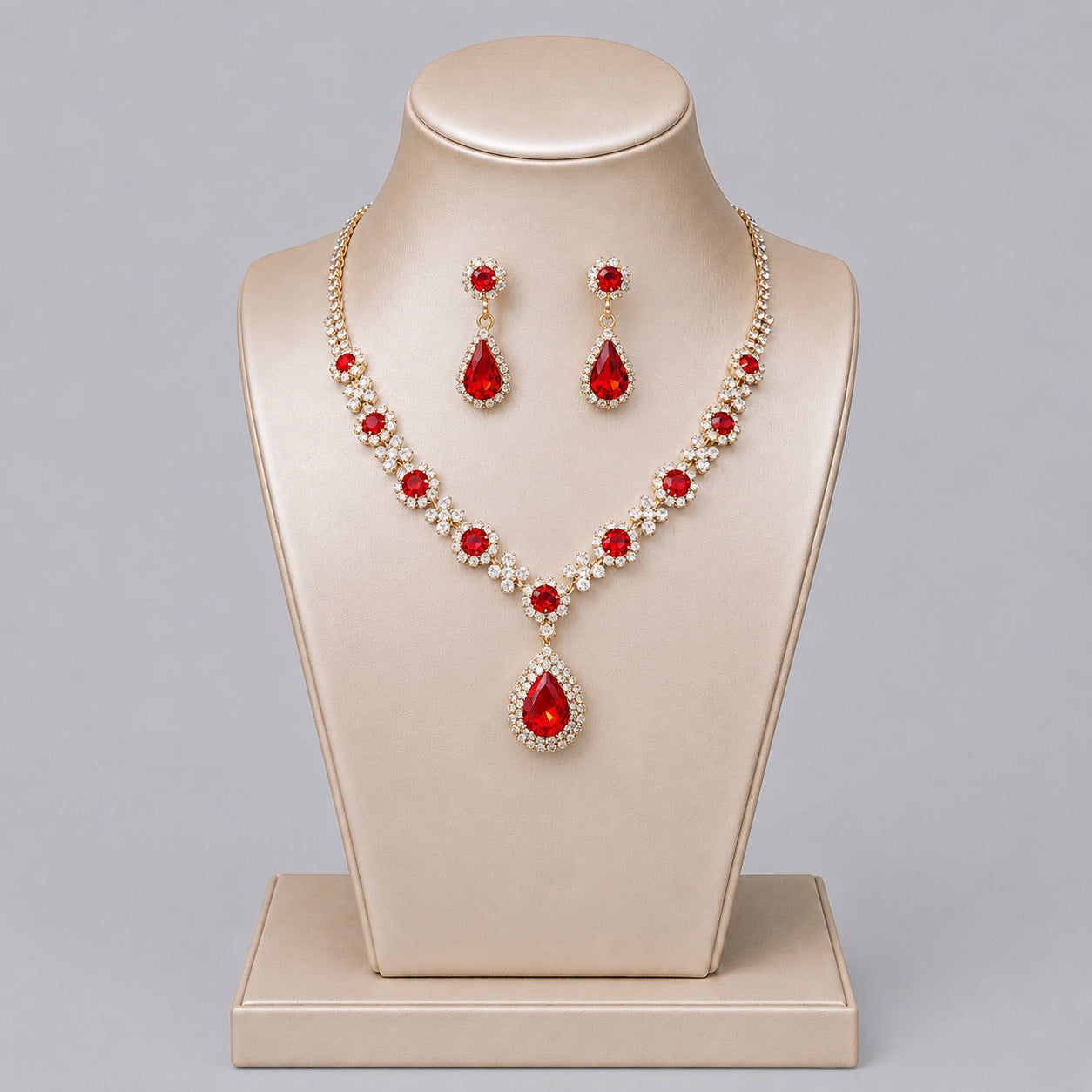 Elegant Crystal Jewelry Set with Necklace and Earrings for Parties