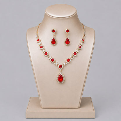 Elegant Crystal Jewelry Set with Necklace and Earrings for Parties
