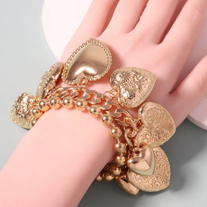 Bracelet Layered Chain Heart Pendant Stackable Urban