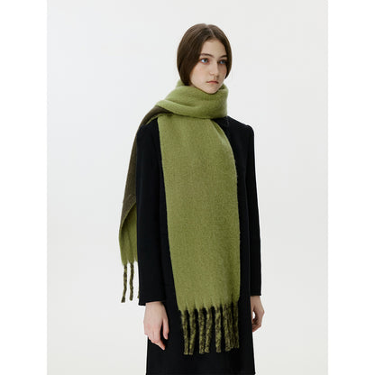 Wool Blend Colorful Fringed Scarf - Thick and Warm