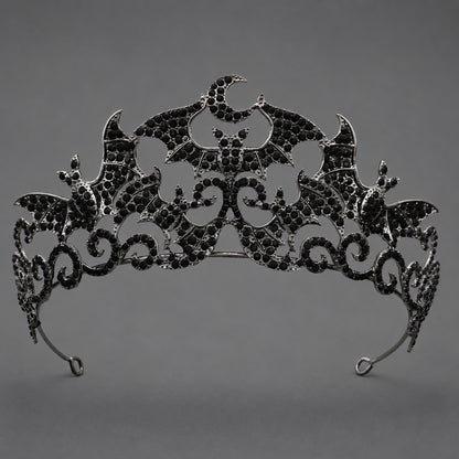 Dark Fantasy Alloy Crown with Rhinestones for Halloween Parties