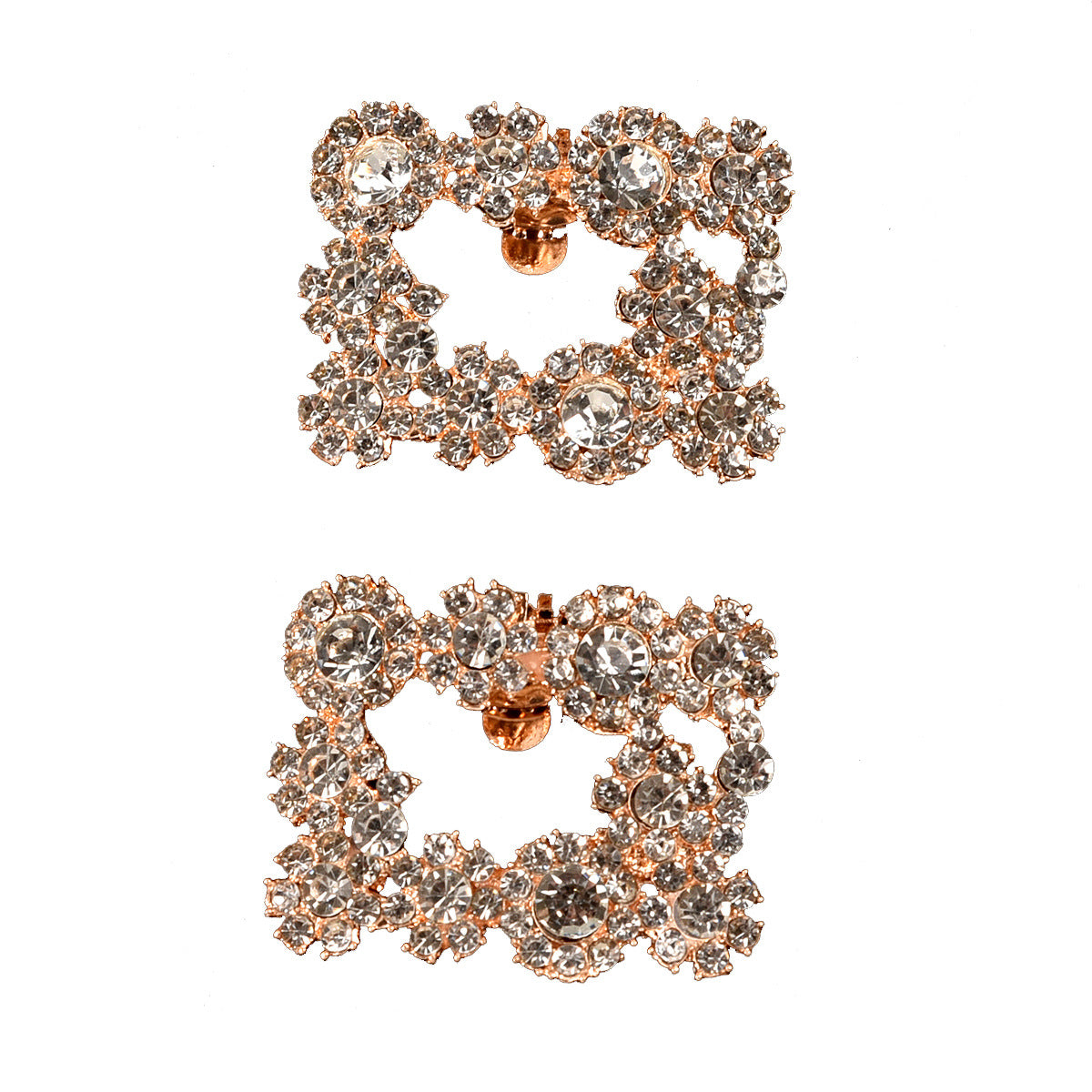 Square Crystal Metal Bridal Shoe Clips Accessories