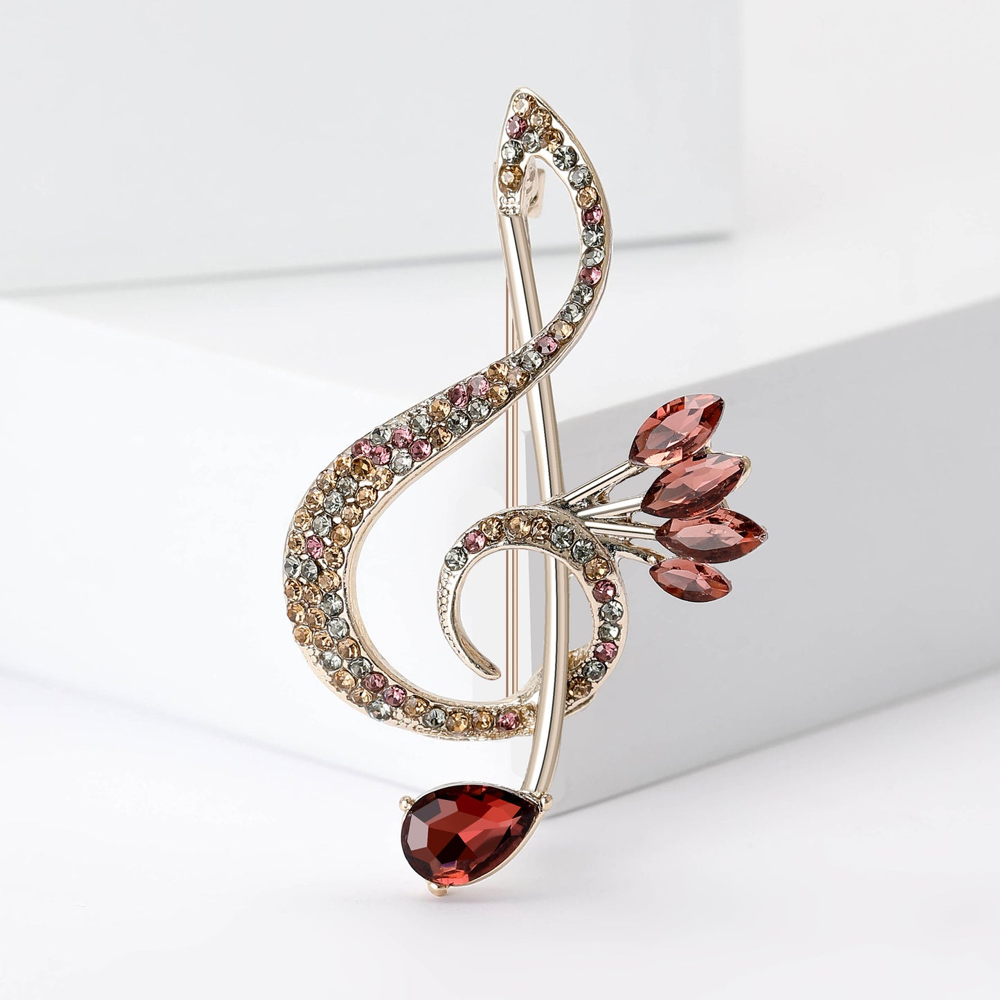Creative Music Note Brooch Rhinestone Alloy Brooch for All Occasions