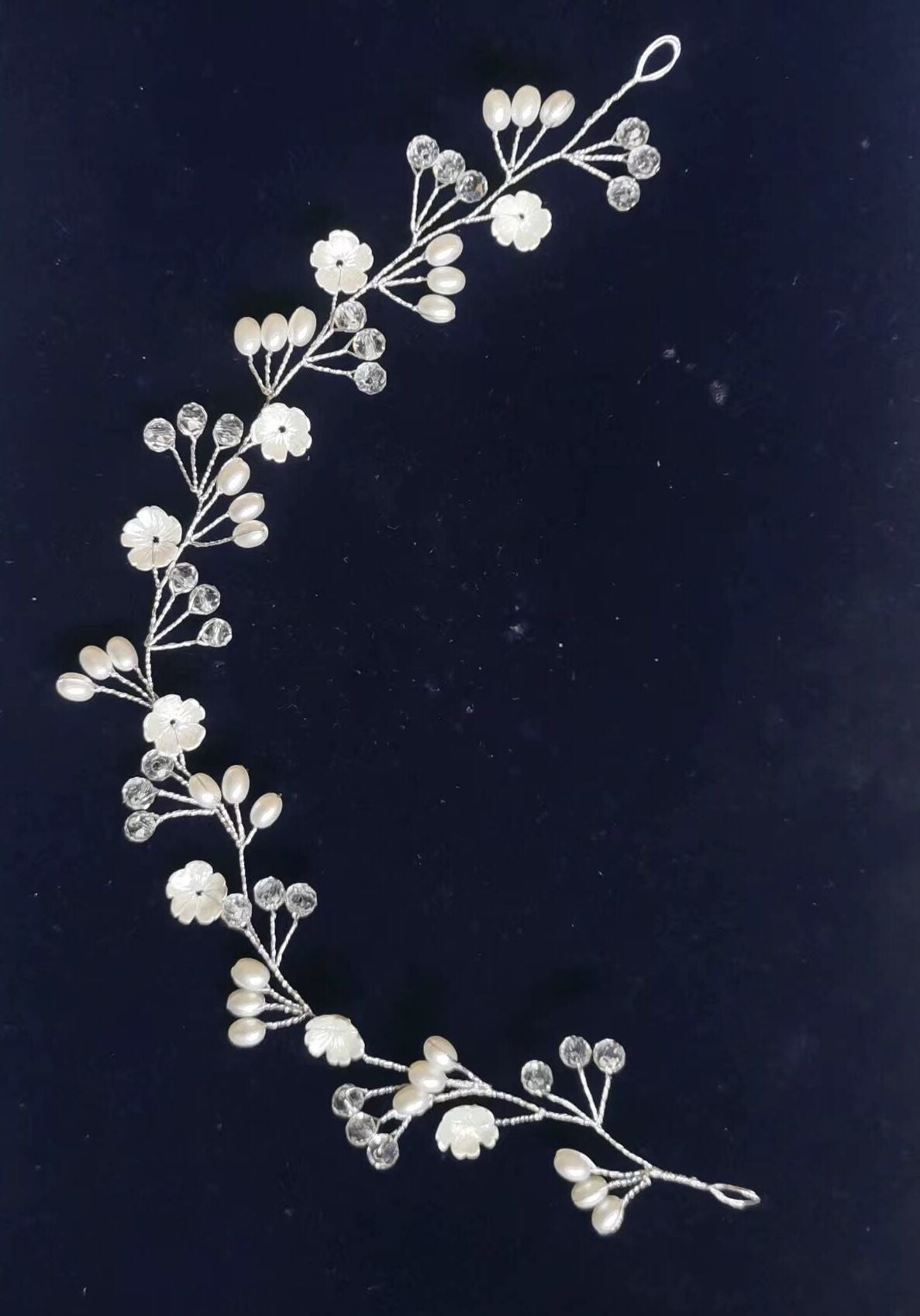 Transparent Handmade Pearl Flower Headband for Brides