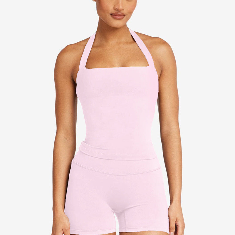 Crossback Sports Tank Top with Removable Pads for Gym and Yoga