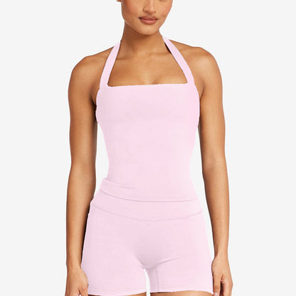 Crossback Sports Tank Top with Removable Pads for Gym and Yoga