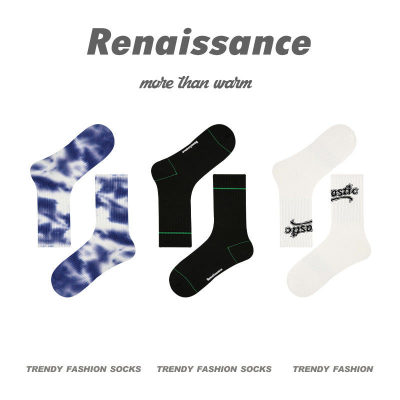 Men's Moisture Wicking Combed Cotton Letter Print Socks