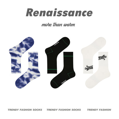 Men's Moisture Wicking Combed Cotton Letter Print Socks
