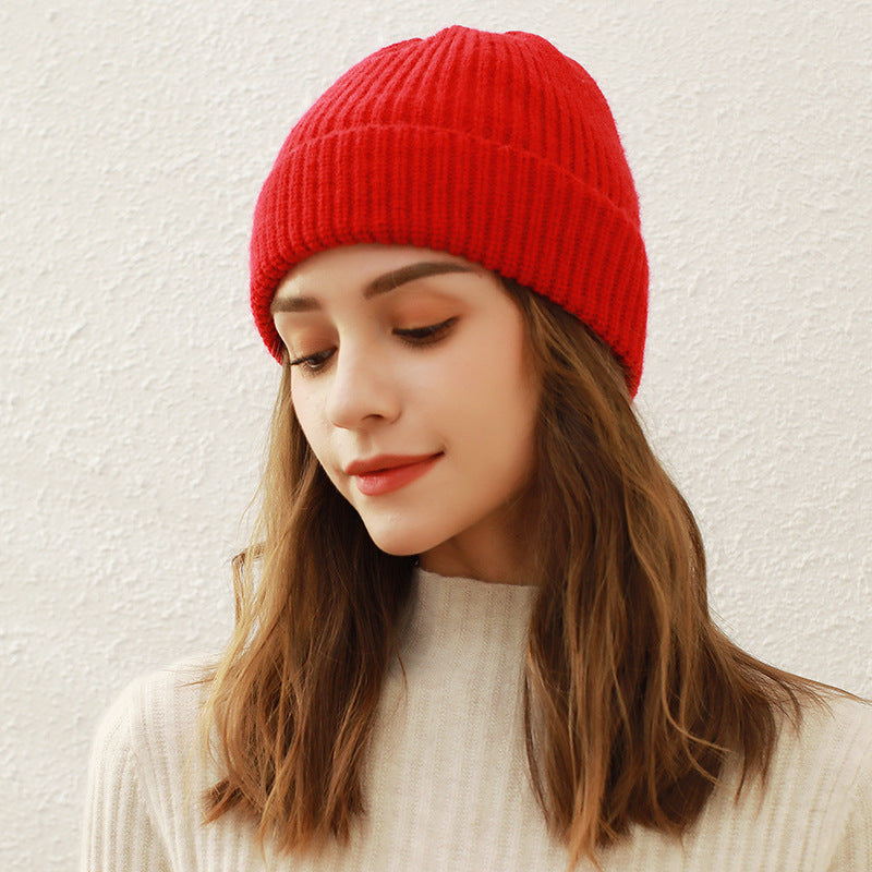 Casual Solid Knit Beanie Hat for Women