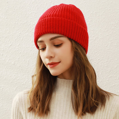 Casual Solid Knit Beanie Hat for Women