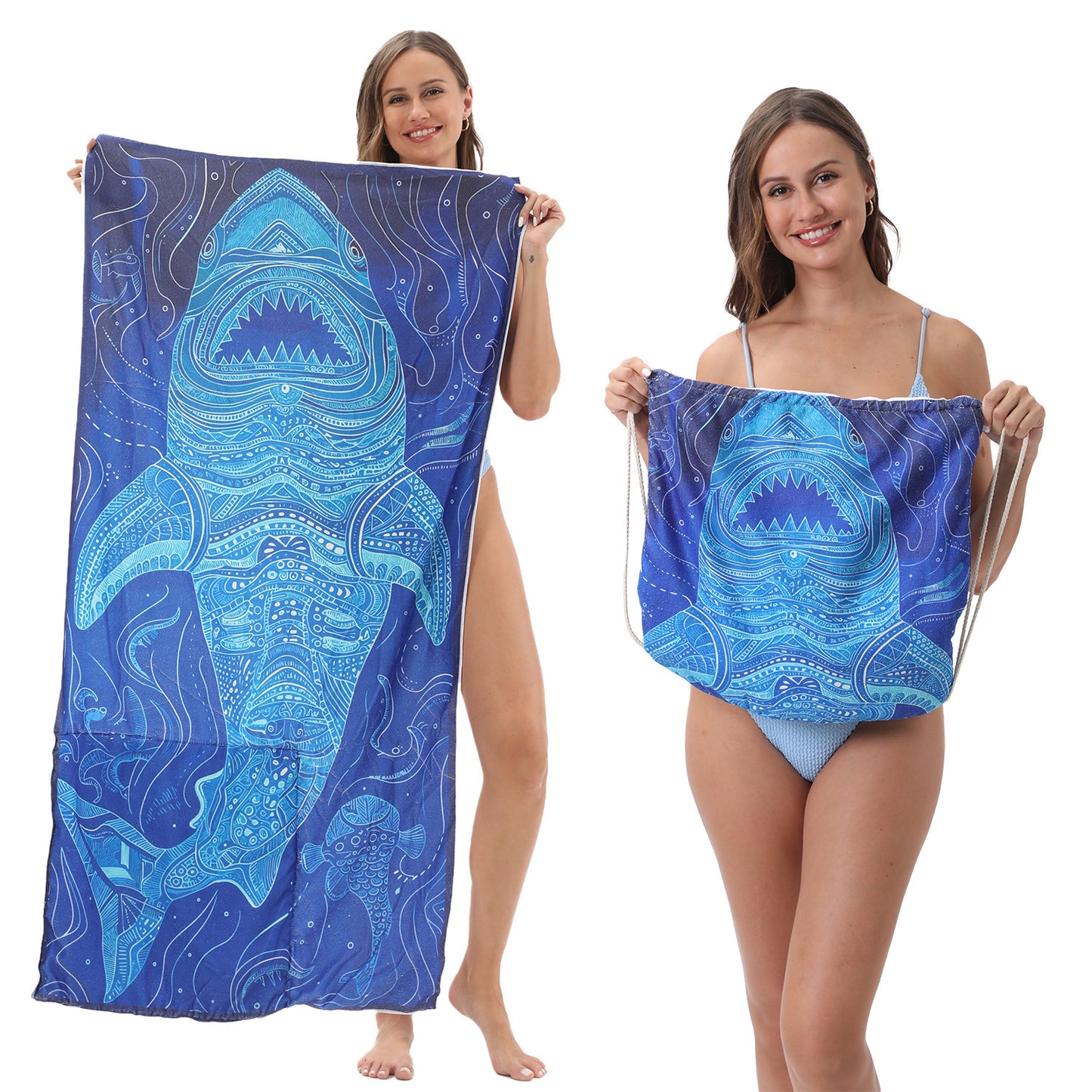 Foldable Beach Towel with Floral Print - Quick-Dry Microfiber