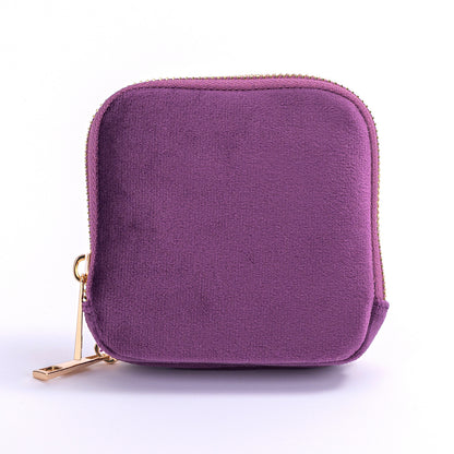 Velvet Jewelry Organizer Pouch Tassel Zipper Travel