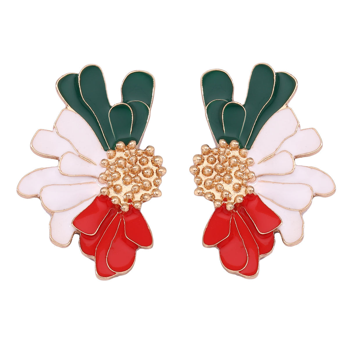 Alloy Enamel Flower Stud Earrings Hypoallergenic Chic