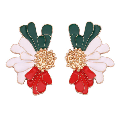 Alloy Enamel Flower Stud Earrings Hypoallergenic Chic