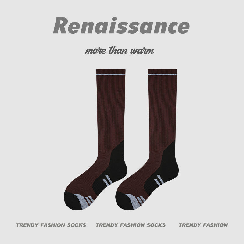 Calf Socks Colorblock Moisture Wicking Athletic