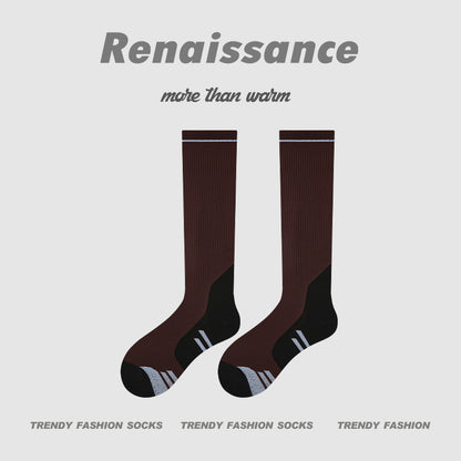 Calf Socks Colorblock Moisture Wicking Athletic