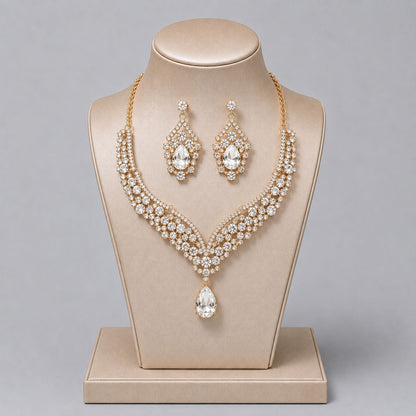 Luxury Bridal Jewelry Set with Pearl and Rhinestone for Weddings and Parties