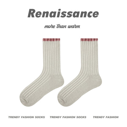 Socks Colorblock Combed Cotton Metallic Mid Calf Casual