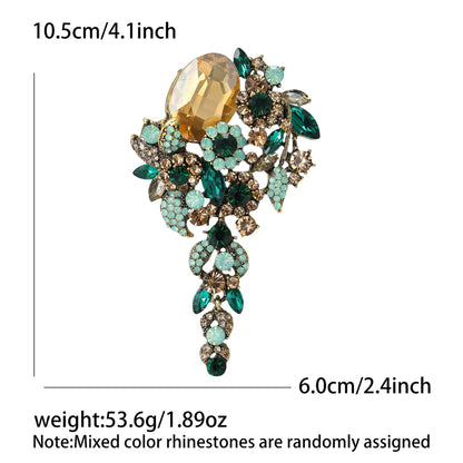 Vintage-Inspired Crystal Glass Brooch Elegant Floral Lapel Pin