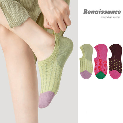 Socks Vintage Embossed Combed Cotton No Show