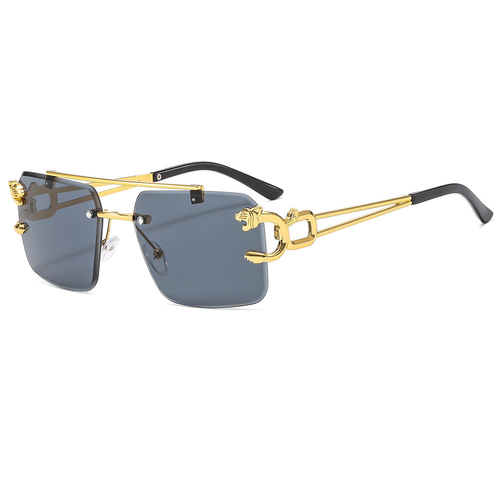 Trendy Metal Frame Leopard Sunglasses Polarized UV400 Protection