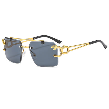 Trendy Metal Frame Leopard Sunglasses Polarized UV400 Protection