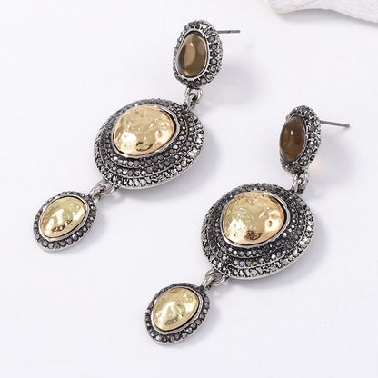 Drop Earrings Geometric Round Rhinestone Vintage Chic