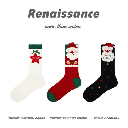 Mid-Calf Horse Motif Combed Cotton Socks