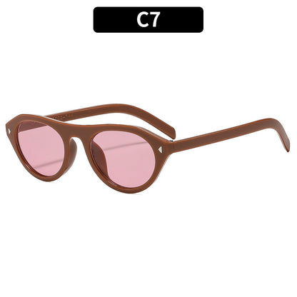 Trendy Oval Frame Sunglasses Fashionable Outdoor Shades