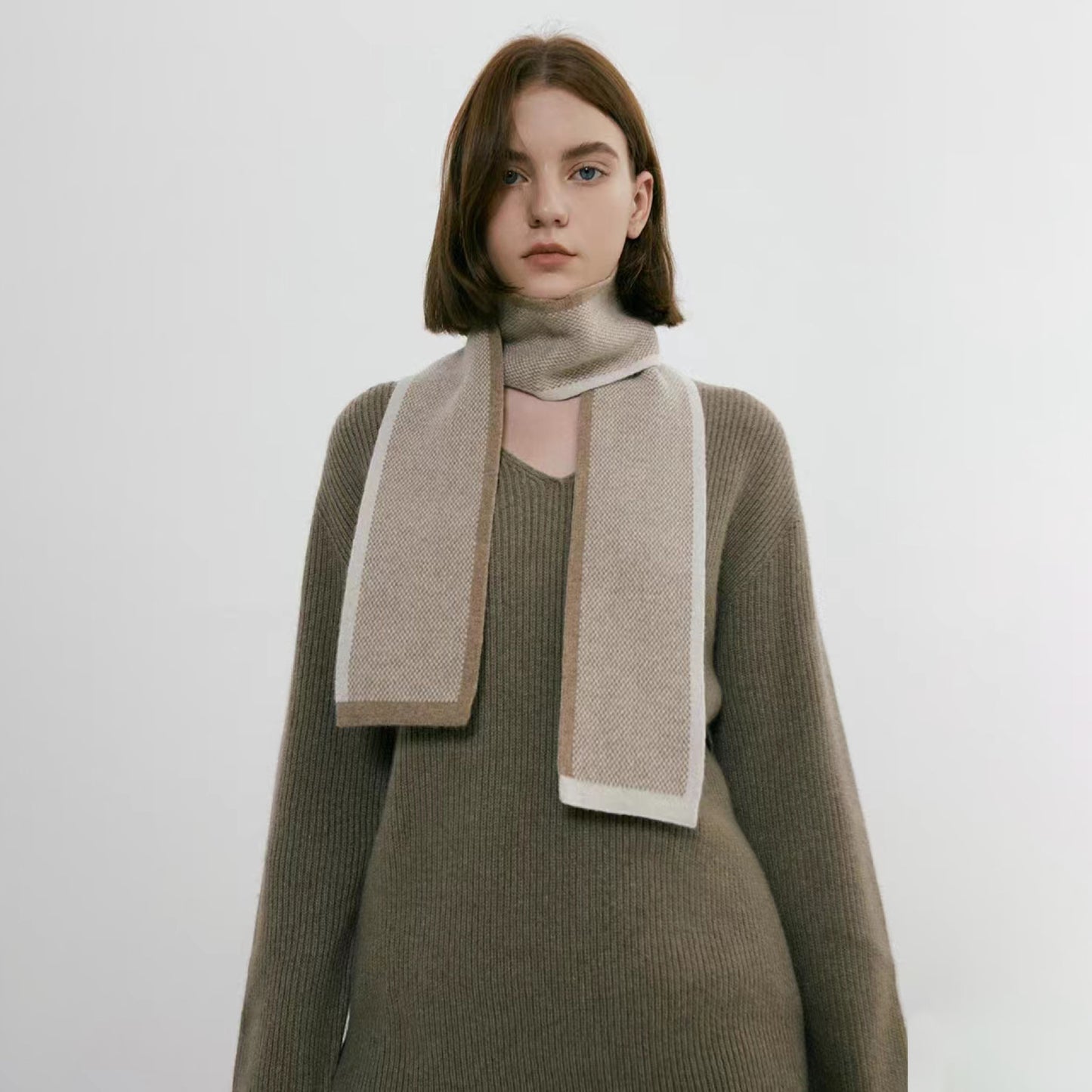 Chic Color Block Knit Scarf Cozy Warm Accessory