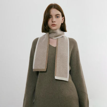 Chic Color Block Knit Scarf Cozy Warm Accessory