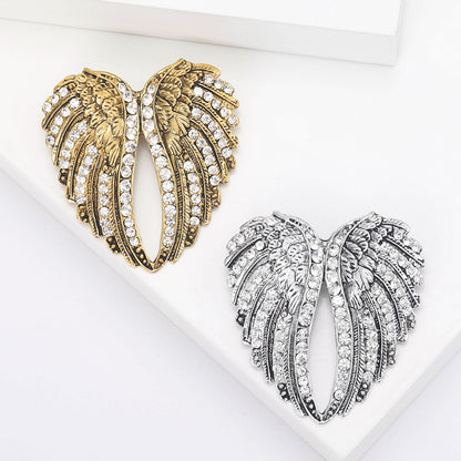 Retro Wing Brooch Decorative Alloy Rhinestone Fashion Accessory