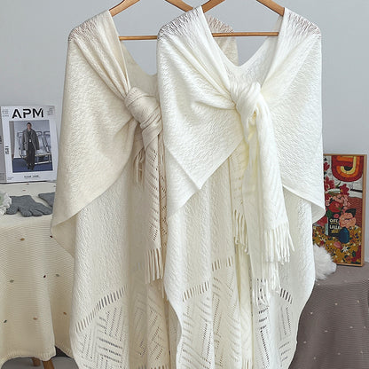 Trendy Ethnic Embroidered Fringe Cardigan Shawl