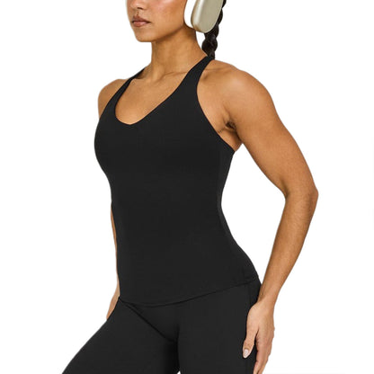 Moisture-Wicking Yoga Tank Top with Built-In Bra