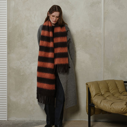 Plaid Fringe Acrylic Scarf Warm Cozy Shawl for Women
